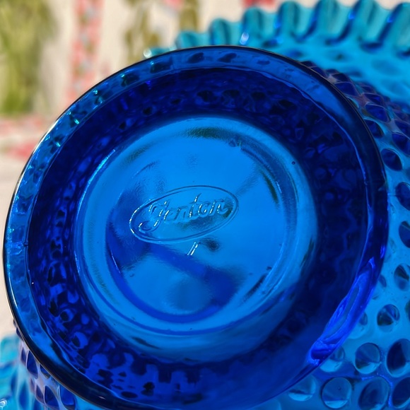 Vintage Fenton Ruffled Hobnail Basket Colonial Blue - Picture 8 of 9